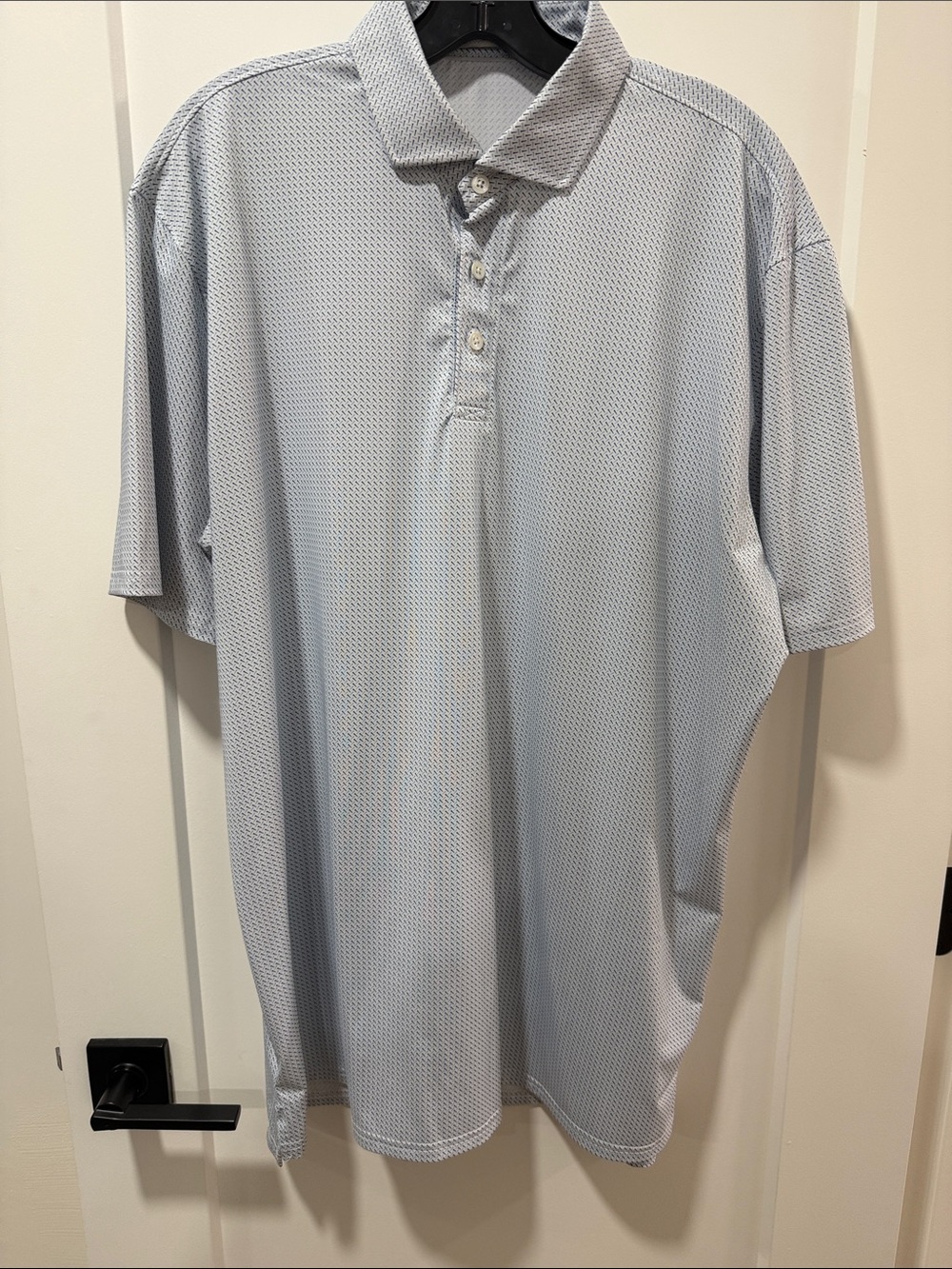 Holderness & Bourne Men's Short Sleeve Polo Shirt with Blue Tee Microprint - XL